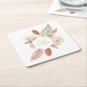 Boho Pampas Tropical Dried Flowers Wedding Kartonnen Onderzetters (Schuin)