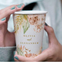 Boho Pampas Tropical Dried Flowers Wedding Papieren Bekers