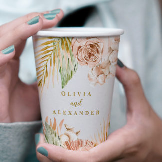 Boho Pampas Tropical Dried Flowers Wedding Papieren Bekers