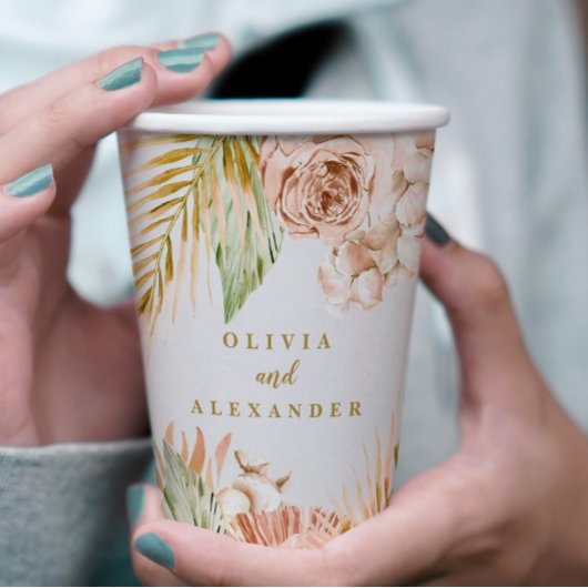 Boho Pampas Tropical Dried Flowers Wedding Papieren Bekers