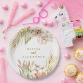 Boho Pampas Tropical Dried Flowers Wedding Papieren Bordje (Feest)