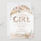 Boho Pampas Tropisch Meisje Baby shower Uitnodigen Kaart (Voorkant)