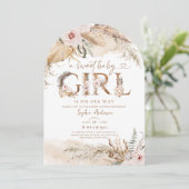 Boho Pampas Tropisch Meisje Baby shower Uitnodigen Kaart (Staand voorkant)