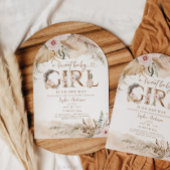 Boho Pampas Tropisch Meisje Baby shower Uitnodigen Kaart