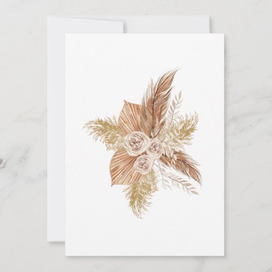 Boho Pampas Tuin Bruidsdouche Uitnodiging (Achterkant)