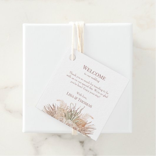 Boho Pampas Tuin Bruiloft Welkomstgeschenk Label (In situ)