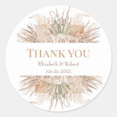Boho Pampas Tuin Trouw Dankjewel Sticker (Voorkant)
