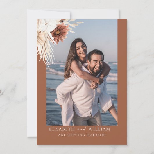 Boho Pampas Uitnodiging om de datum te reserveren (Achterkant)