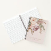 Boho Pampas Waterverf Floral gepersonaliseerd Notitieboek (Binnen)