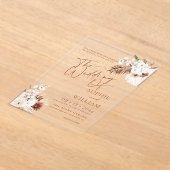 Boho Pampas Wedding Acryl Uitnodigingen (Laagn)
