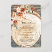 Boho Pampas Wedding Details – Rustic Wood Info Informatiekaartje (Voorkant)