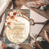 Boho Pampas Wedding Details – Rustic Wood Info Informatiekaartje