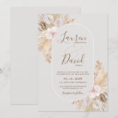 Boho Pampas Wedding Invitation Kaart (Voorkant / Achterkant)