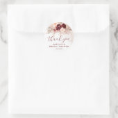 Boho Pampas Wedding Vrijgezellenfeest Burgundy Roz Ronde Sticker (Tas)