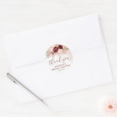 Boho Pampas Wedding Vrijgezellenfeest Burgundy Roz Ronde Sticker (Envelop)