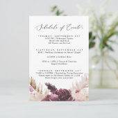 Boho Pampas Wedding Weekend Planning van Gebeurten Informatiekaartje (Staand voorkant)