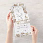 Boho Pampas White Orchid Dried Palm Baby shower All In One Uitnodiging (Afscheurbaar)