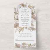 Boho Pampas White Orchid Dried Palm Baby shower All In One Uitnodiging (Binnen)