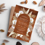 Boho Pampas White Orchid Dried Palm Earthy Wedding Kaart<br><div class="desc">Verrijk je gasten met deze elegante bruiloft-uitnodiging met mooie pampasgras en witte bloemen met moderne typografie. Voeg eenvoudig uw gebeurtenisdetails op deze makkelijk te gebruiken sjabloon toe om het één-van-een-soort uitnodiging te maken.</div>