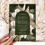 Boho Pampas White Orchid Dried Palm Sage Wedding Kaart<br><div class="desc">Verrijk je gasten met deze elegante bruiloft-uitnodiging met mooie pampasgras en witte bloemen met moderne typografie. Voeg eenvoudig uw gebeurtenisdetails op deze makkelijk te gebruiken sjabloon toe om het één-van-een-soort uitnodiging te maken.</div>