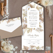 Boho Pampas White Orchid Dried Palm Wedding All In One Uitnodiging