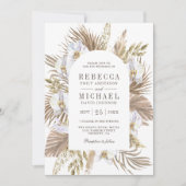 Boho Pampas White Orchid Dried Palm Wedding Kaart (Voorkant)