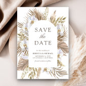Boho Pampas White Orchid Dried Palm Wedding Save The Date