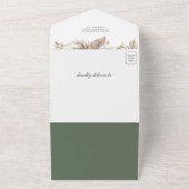 Boho Pampas White Orchid Sage Green Baby shower All In One Uitnodiging (Buitenkant)