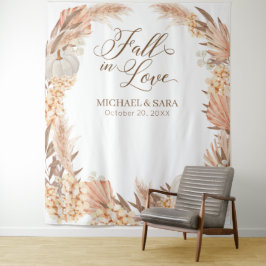 Boho Pampas White Pumpkin backdrop fall banner  Wandkleed