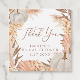 Boho Pampas White Pumpkin Bridal Shower Favor tag Bedankjes Labels