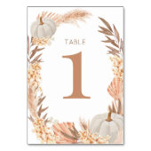 Boho Pampas white Pumpkin Table number Kaart (Achterkant)