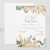 Boho Pampas White Vrijgezellenfeest Kaart (Voorkant / Achterkant)