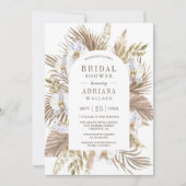 Boho Pampas Witte Orchidee Gedroogde Palm Bruidsdo Kaart (Voorkant)