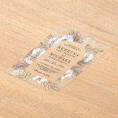 Boho Pampas Witte Orchidee Gedroogde Palm Bruiloft Acryl Uitnodigingen (Laagn)