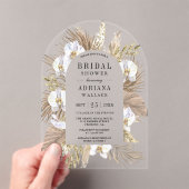Boho Pampas Witte Orchidee Gedroogde Palm Bruiloft Acryl Uitnodigingen (Insitu (Draagbaar))