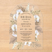 Boho Pampas Witte Orchidee Gedroogde Palm Bruiloft Acryl Uitnodigingen (Voorkant)