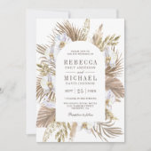 Boho Pampas Witte Orchidee Gedroogde Palm Bruiloft Kaart (Voorkant)