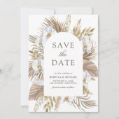 Boho Pampas Witte Orchidee Gedroogde Palm Bruiloft Save The Date (Voorkant)