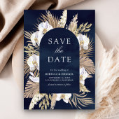 Boho Pampas Witte Orchidee Marine Blauwe Huwelijk Save The Date