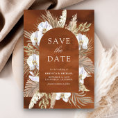 Boho Pampas Witte Orchidee Terracotta Huwelijk Save The Date