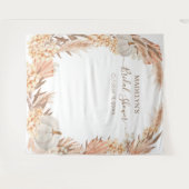Boho Pampas witte Pompoen Bruiloftsborrel banner Wandkleed (Voorkant (horizontaal))