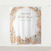 Boho Pampas witte Pompoen Bruiloftsborrel banner Wandkleed (Voorkant)