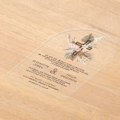 Boho Pampas Wood Cross Catholic Wedding Acryl Uitnodigingen (Laagn)