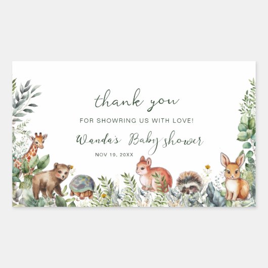 Boho Pampas Woodland Baby shower Bedankt Rechthoekige Sticker (Voorkant)