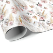 Boho Pampas Wrapping Paper Blush Floral Cadeaupapier (Rol Hoek)