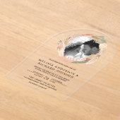 Boho Pampas Wreath Photo Dried Palm Leaves Wedding Acryl Uitnodigingen (Laagn)