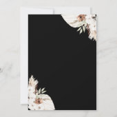 Boho pampa's zwarte bruiloft kaart (Achterkant)