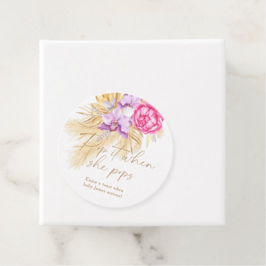 Boho pampasgras - Baby shower Pop het Bedankjes Labels (In situ)