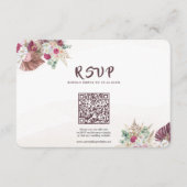 Boho Pampasgras Bloem Bruiloft RSVP QR Code  Kaartje (Voorkant)