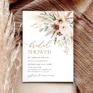 Boho Pampasgras Bloemige Bruiloftsshowers Kaart